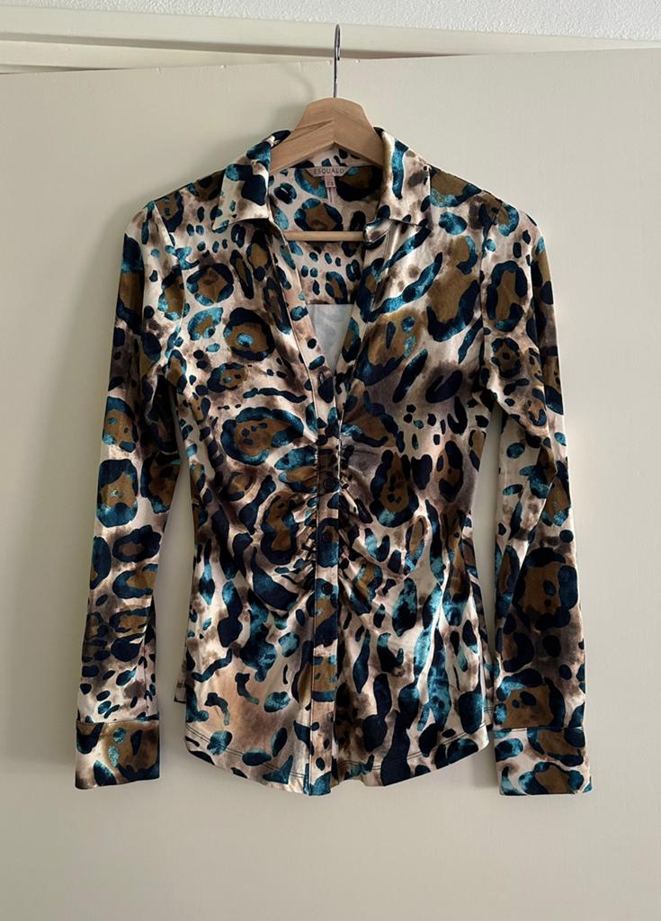 Gloednieuwe Esqualo blouse - maat xs - turquoise/bruin/beige, Ophalen of Verzenden, Nieuw, Maat 34 (XS) of kleiner, Overige kleuren