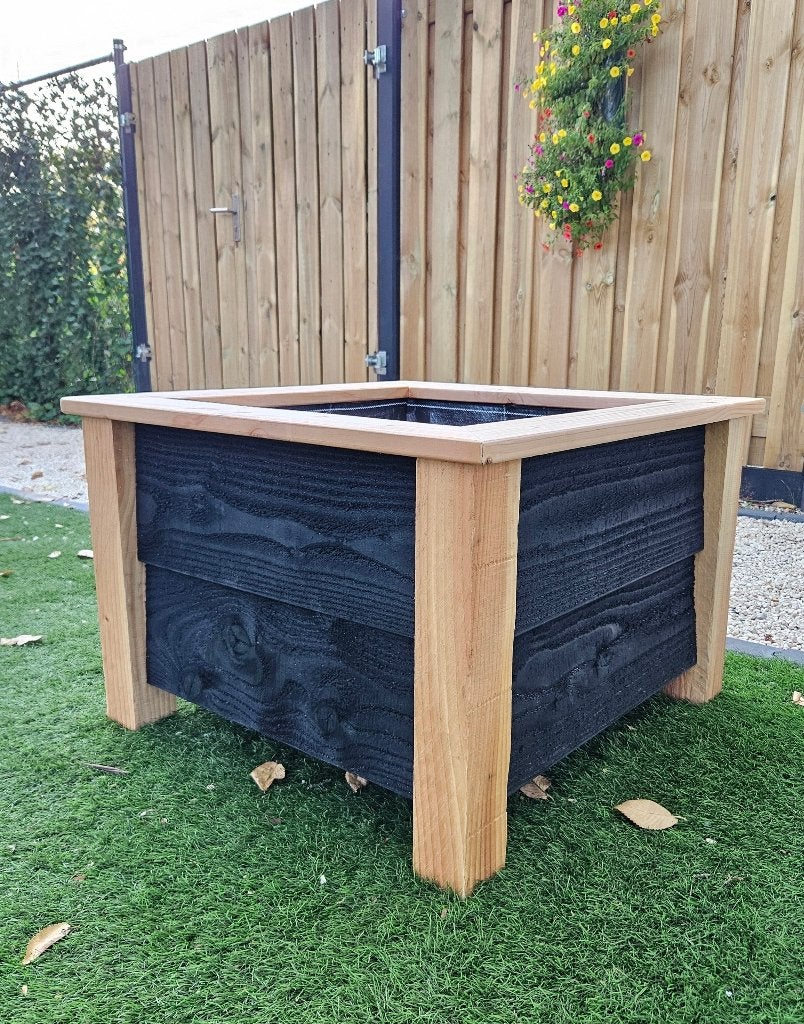 Plantenbak tuin & balkon 65x65x45cm – Douglas, gebeitst, Tuin en Terras, Bloembakken en Plantenbakken, Ophalen, Nieuw, Balkon
