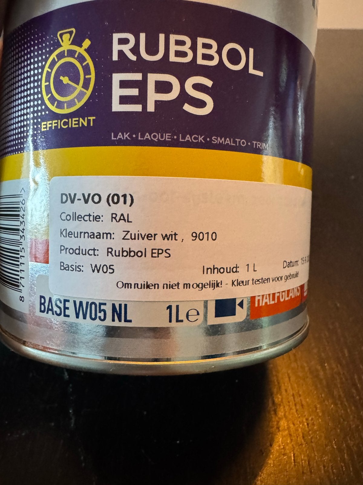 Sikkens Rubbol EPS Halfglans Lak - Zuiver Wit (RAL 9010), Wit, Nieuw, Ophalen of Verzenden, Lak