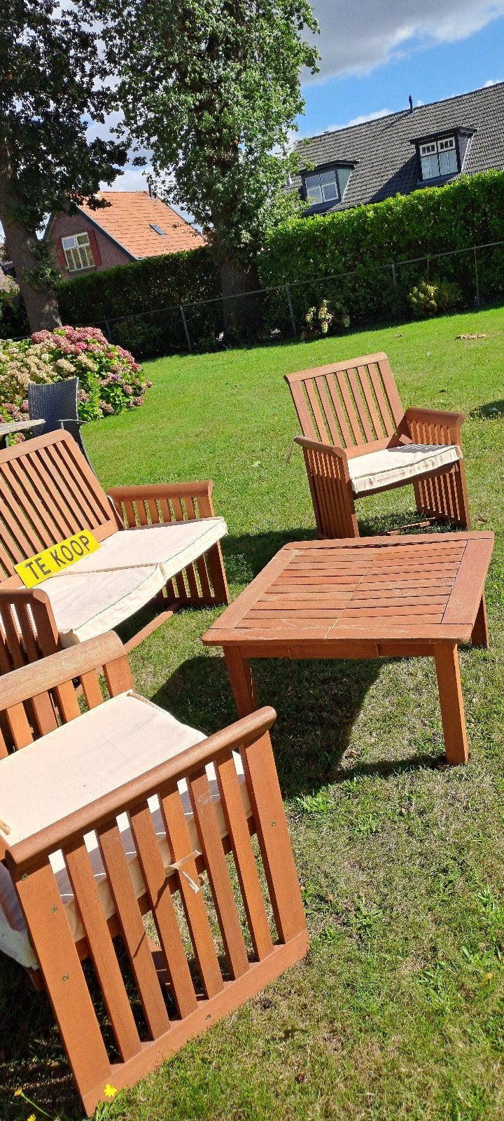 Mooi Teakhouten tuinset met kussens, Ophalen, Teakhout