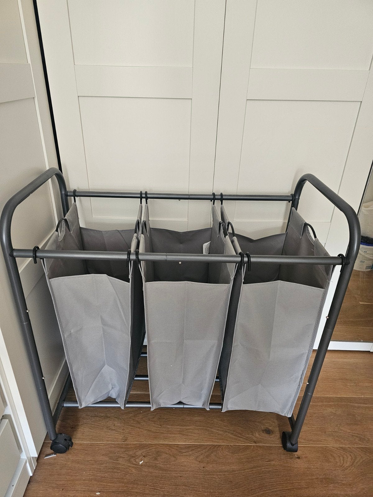 Mobiele sorteer wasmand met 3 vakken - Grijs, Ophalen, Gebruikt