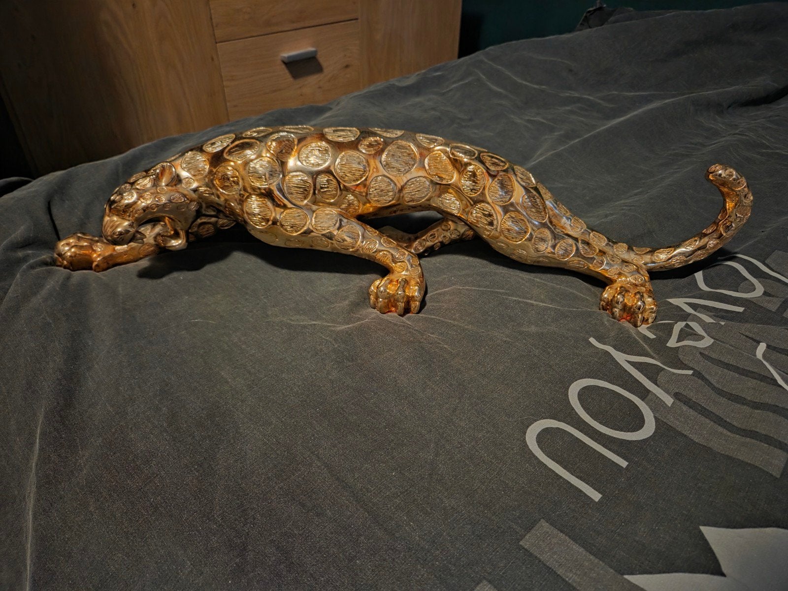 Gouden Panter Beeld - Decoratief en Elegant, Ophalen of Verzenden, Zo goed als nieuw, Goud, Metaal