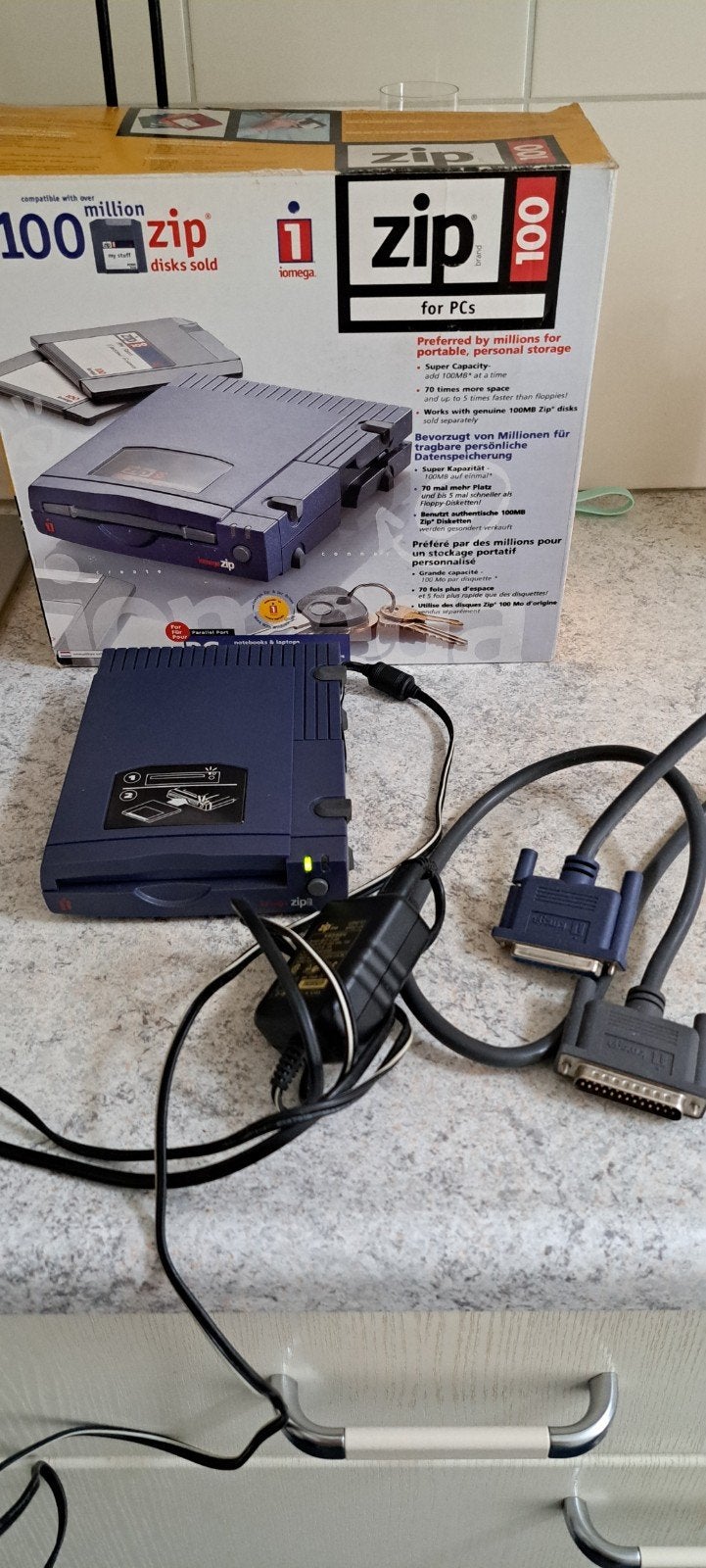 Iomega Zip 100 Parallel Port Drive voor PC - Nieuw in Doos, Computers en Software, Ophalen of Verzenden, Nieuw