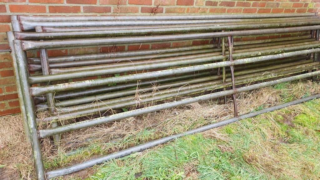 Gegalvaniseerd stalen landhekken/weidepoorten, 350x90cm, Tuin en Terras, Tuinhekken en Hekwerk, Ophalen, Gebruikt, IJzer, Overige typen