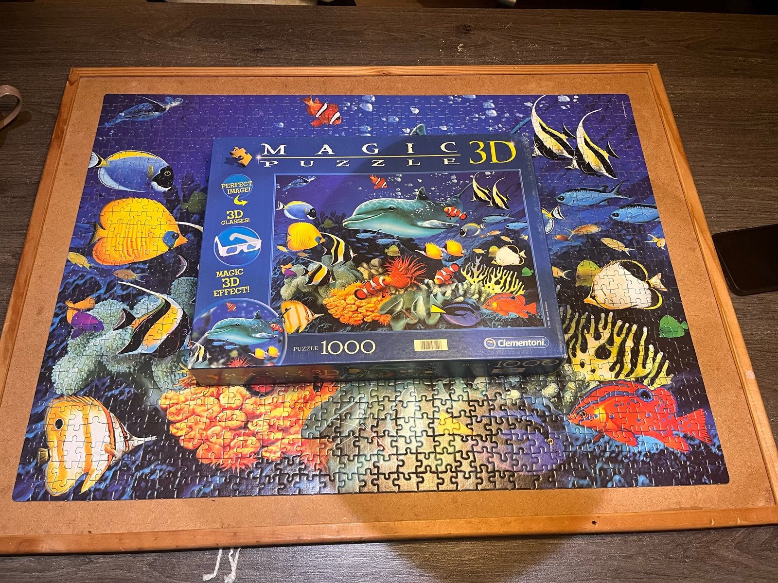 Clementoni Magic 3D Puzzel 1000 stukjes - Onderwaterwereld, Ophalen of Verzenden, 500 t/m 1500 stukjes, Zo goed als nieuw, Legpuzzel