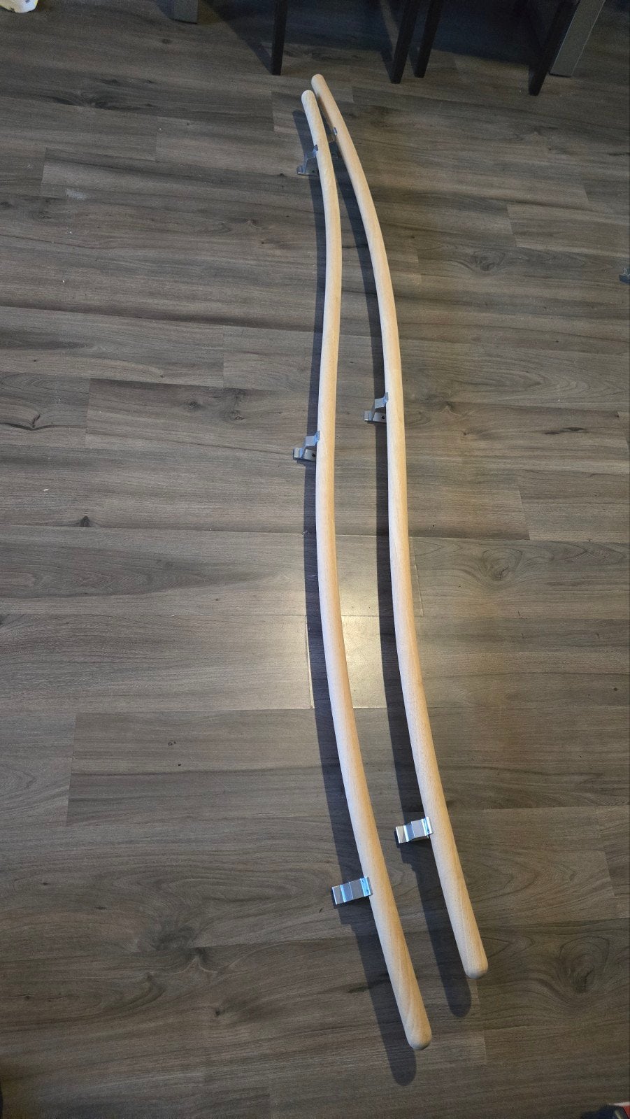 2x Gebogen beukenhouten trapleuning 236 cm, Ophalen, Zo goed als nieuw, Trap, 2 tot 4 meter