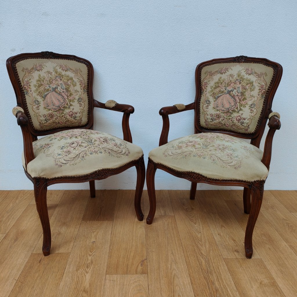 Set Gobelin vintage Franse Louis XV stoelen fauteuils 009, Valkenswaard, Gebruikt, Info@flashbackfurniture.nl, Flashback Furniture