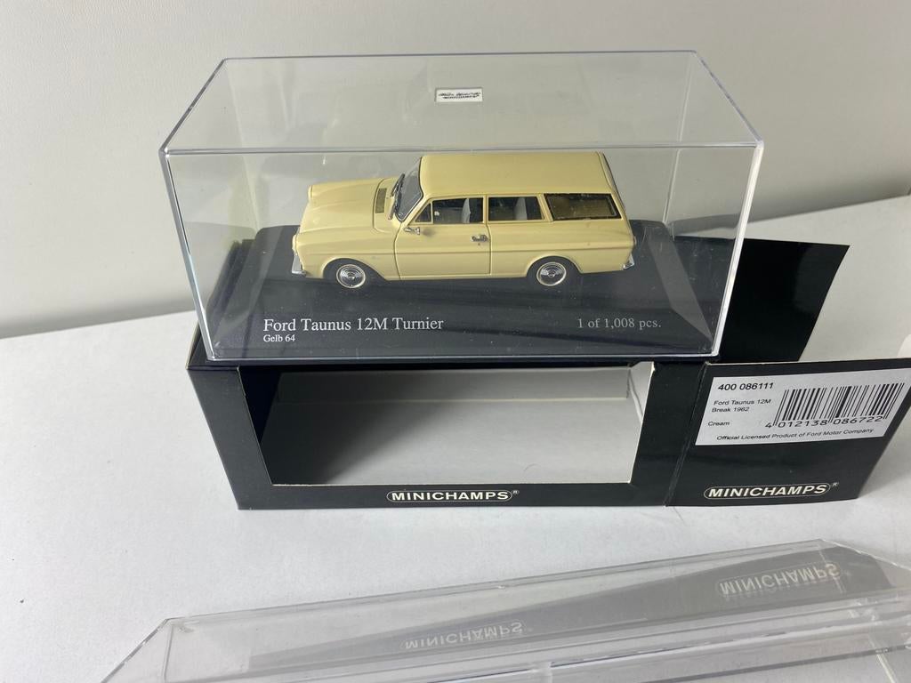 1:43 Ford Taunus 12M turnier-1962- lettered groundplate, Ophalen of Verzenden, Nieuw, Auto, MiniChamps