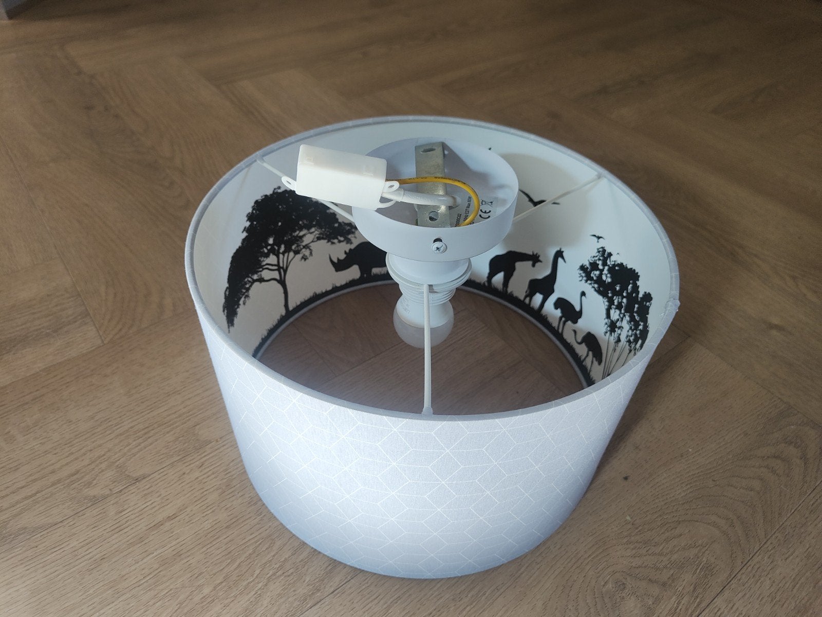 Plafondlamp kinderkamer met dierenprint, Beige, Rond, Ophalen of Verzenden, Zo goed als nieuw