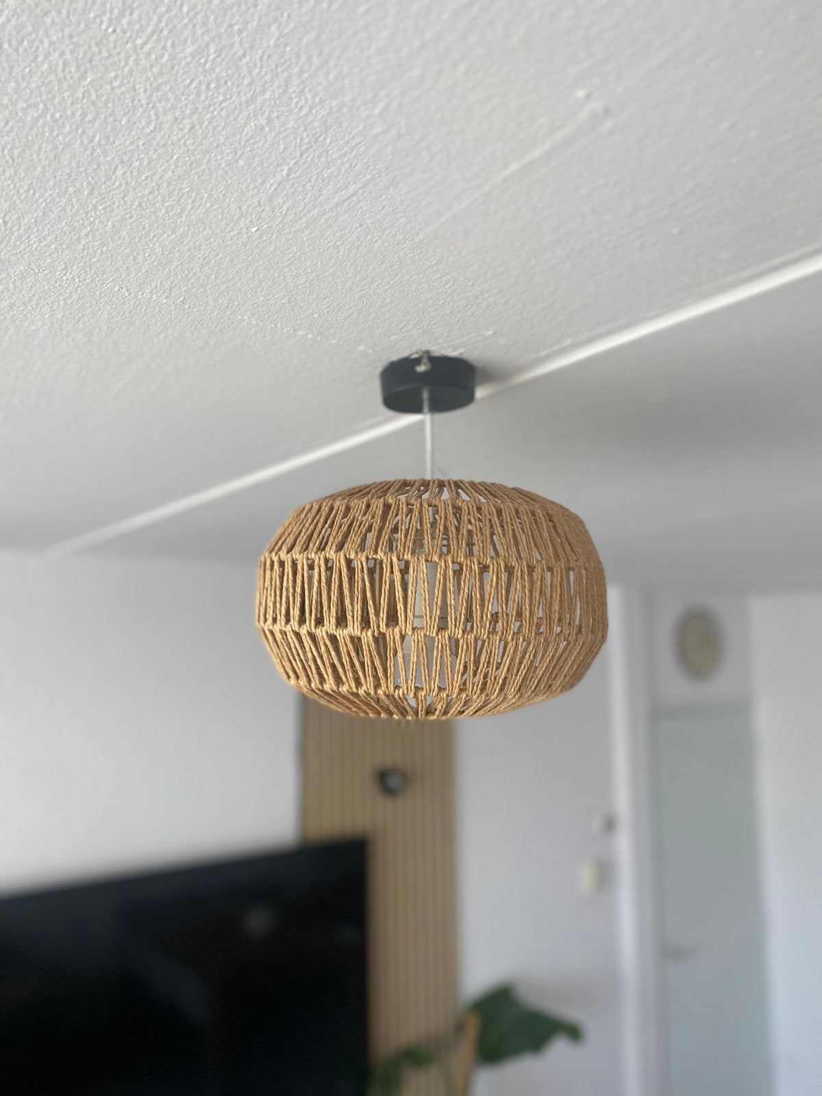 Rotan hanglamp - Boheemse stijl plafondlamp, Huis en Inrichting, Lampen | Hanglampen, Ophalen of Verzenden, Zo goed als nieuw