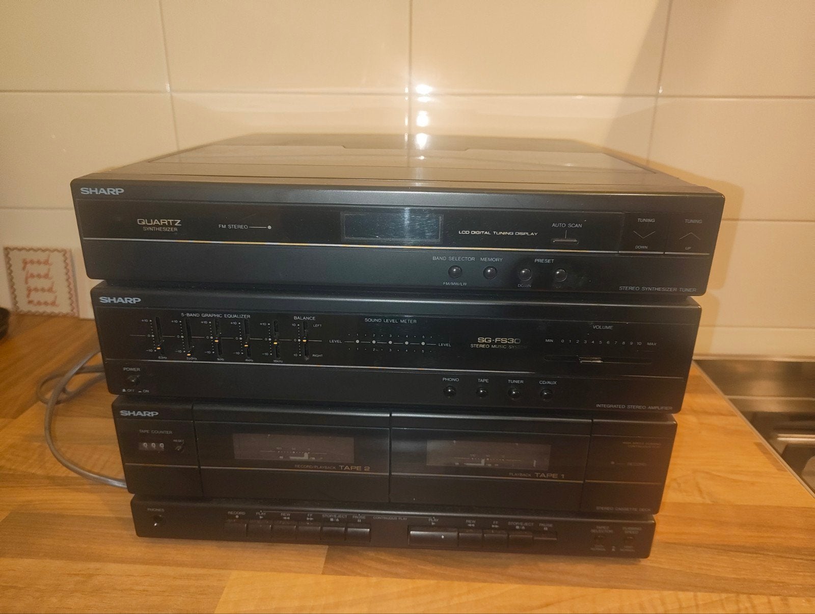 Sharp SG-FS30H(BK) Stereo Music Center Jaren '80, Audio, Tv en Foto, Ophalen of Verzenden, Gebruikt, Cassettedeck, Sharp