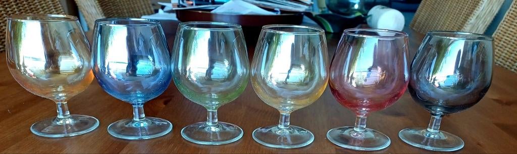 6x Vintage gekleurde cognacglazen, Ophalen