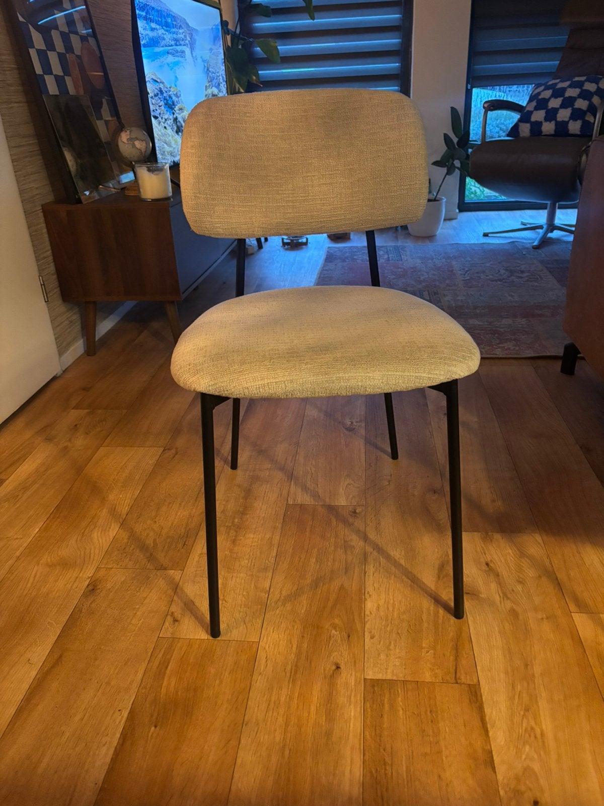 4 stoelen - Leen Bakker - wit gemeleerde zachte stof, Ophalen, Zo goed als nieuw, Wit, Twee