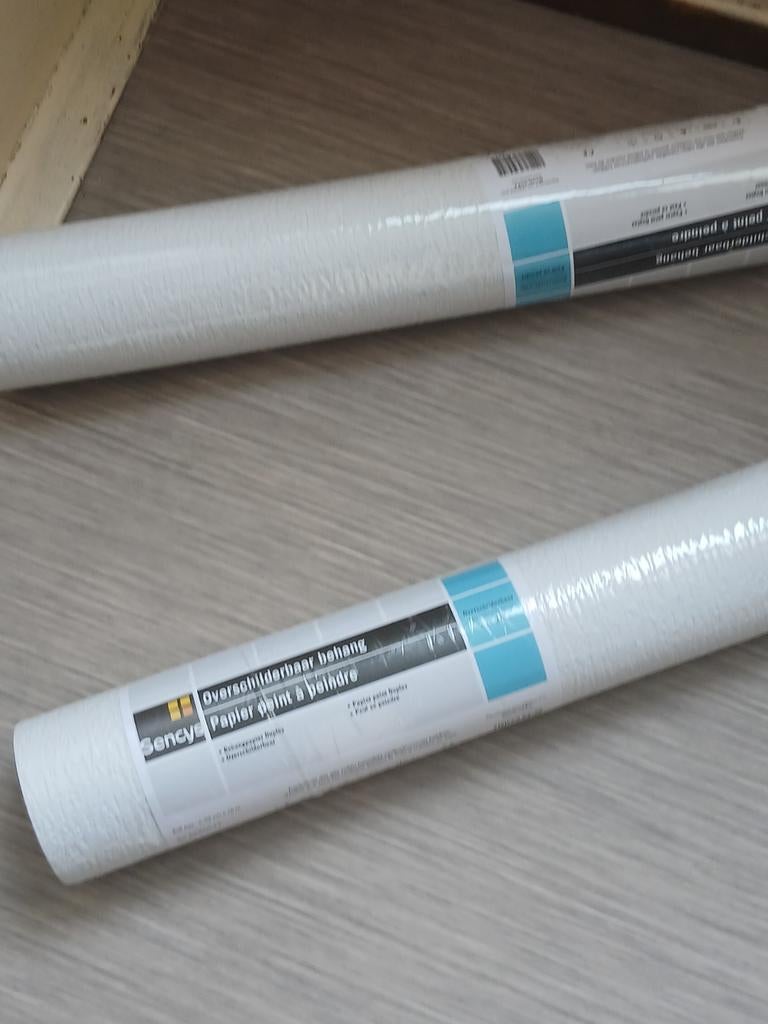 Overschilderbaar behang 53cm x 10m, Ophalen of Verzenden, Wit