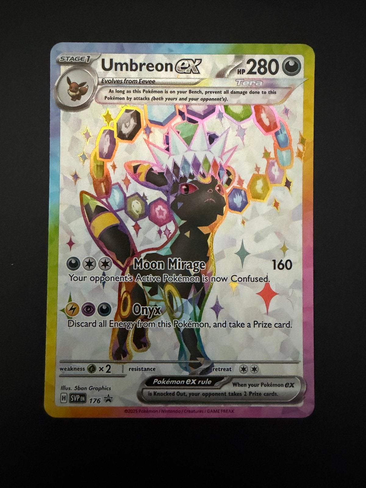Pokémon Umbreon EX 280 HP - Full Art Holografisch, Ophalen of Verzenden, Zo goed als nieuw, Losse kaart, Foil
