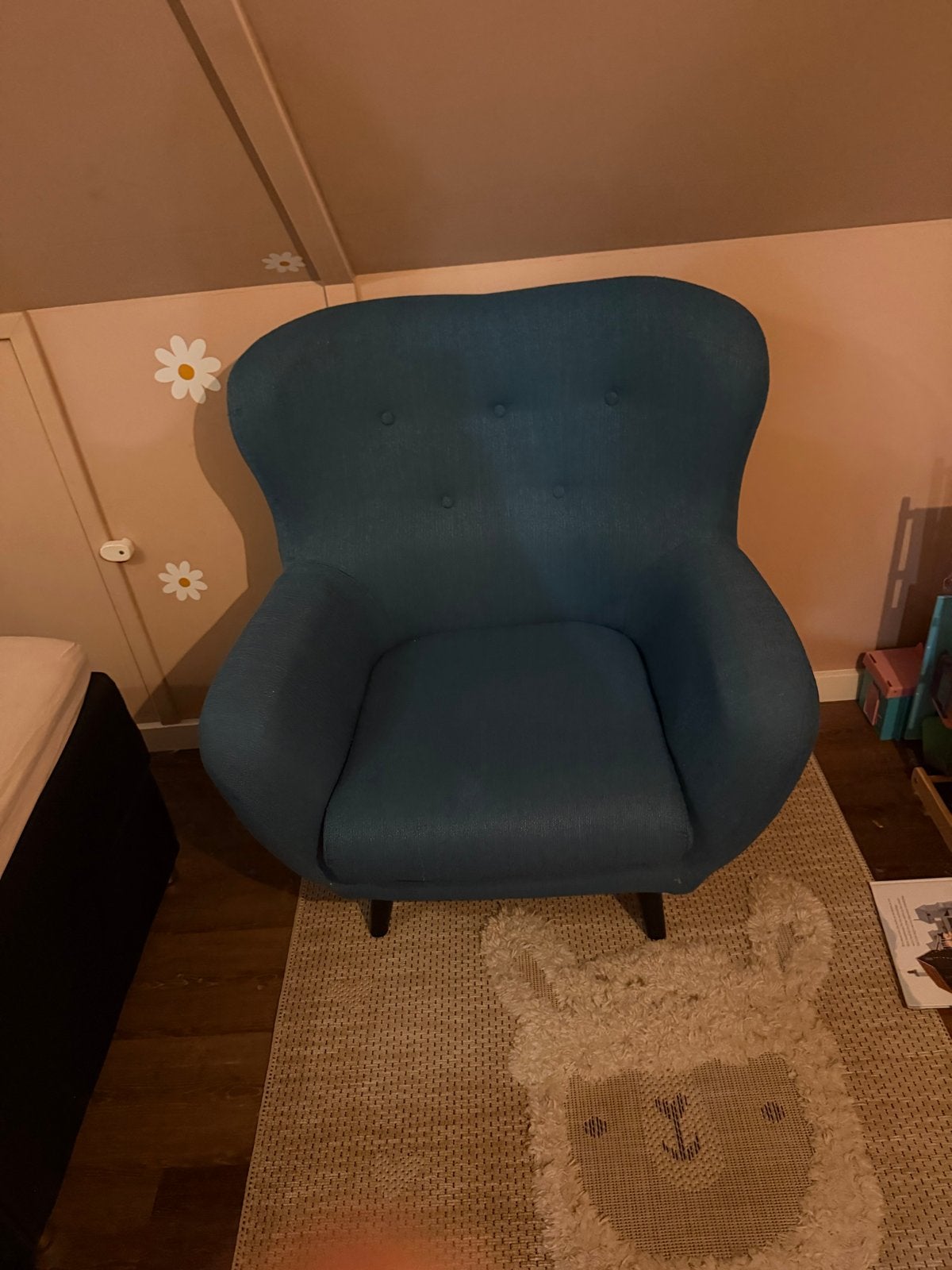Comfortabele blauwe fauteuil, Huis en Inrichting, Fauteuils, Ophalen, Zo goed als nieuw, Stof, 75 tot 100 cm