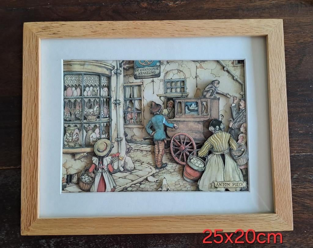 anton pieck 3D lijst straat tafereel, Ophalen of Verzenden, Hout, Minder dan 50 cm, Minder dan 50 cm