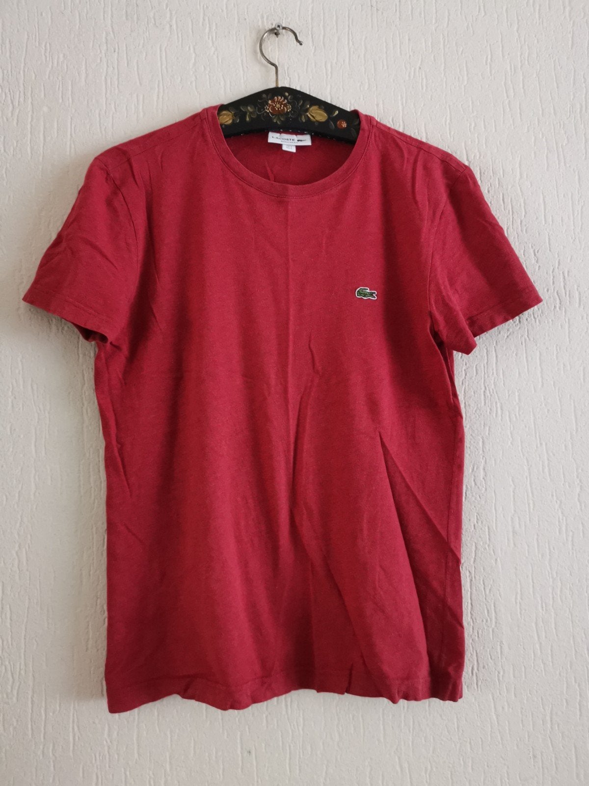 Lacoste T-shirt - Maat M unisex, Lacoste, Gedragen, Rood, Verzenden