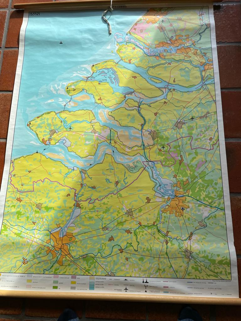Grote Landkaart Zuid-Holland/Zeeland op Rol, Boeken, Atlassen en Landkaarten, Landkaart, 1800 tot 2000, Nederland, Ophalen
