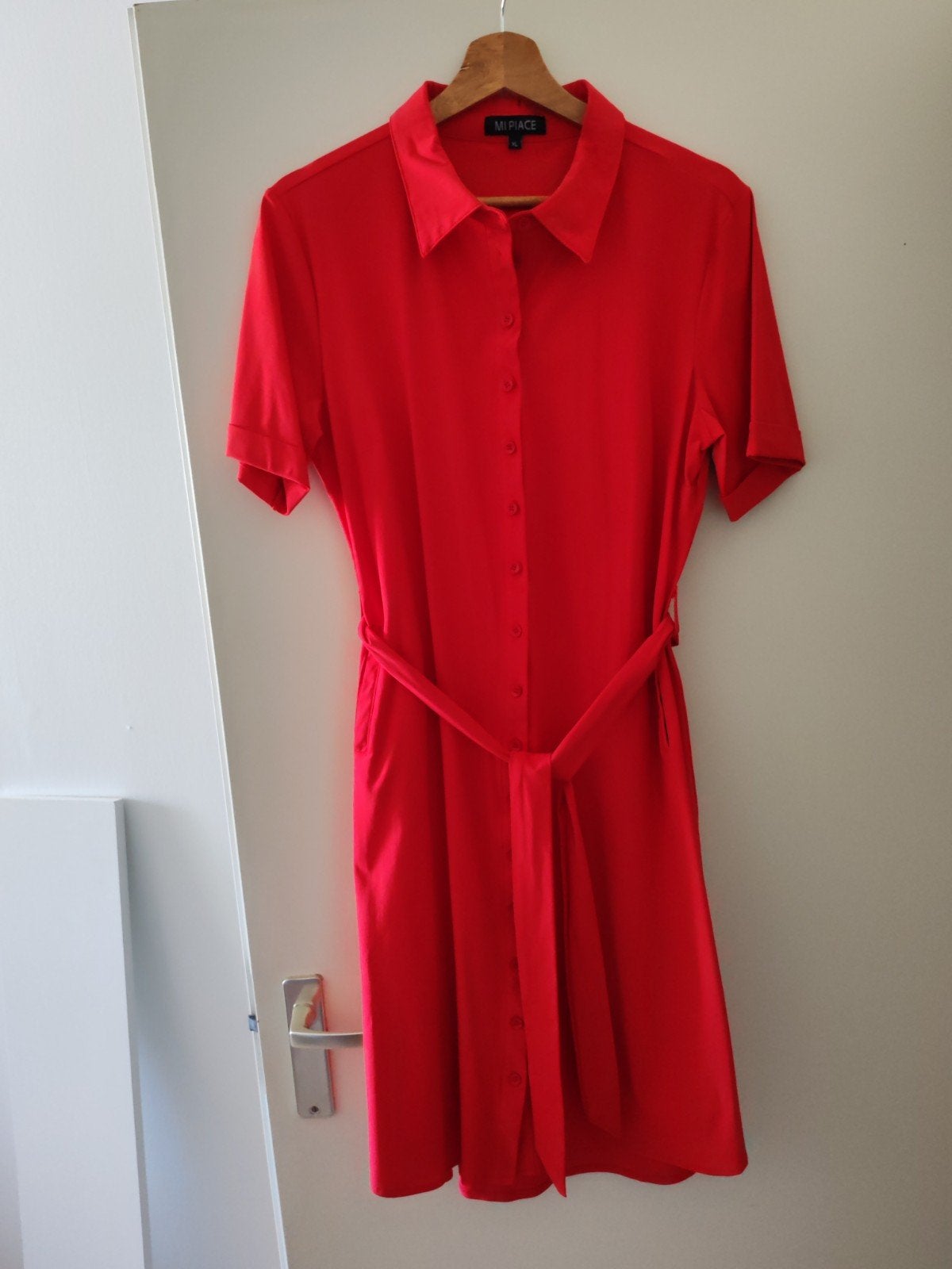 Mi piace jurk travelstof rood XL, Kleding | Dames, Mi Piace, Maat 46/48 (XL) of groter, Ophalen of Verzenden, Zo goed als nieuw