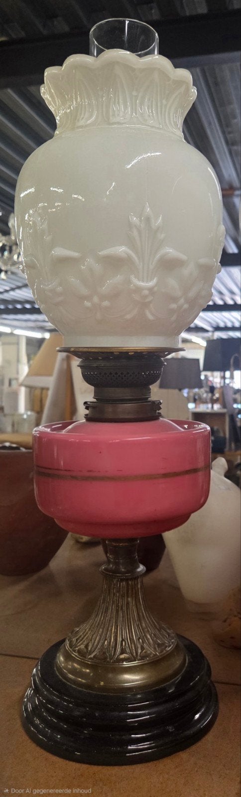 antieke olielamp, Ophalen of Verzenden