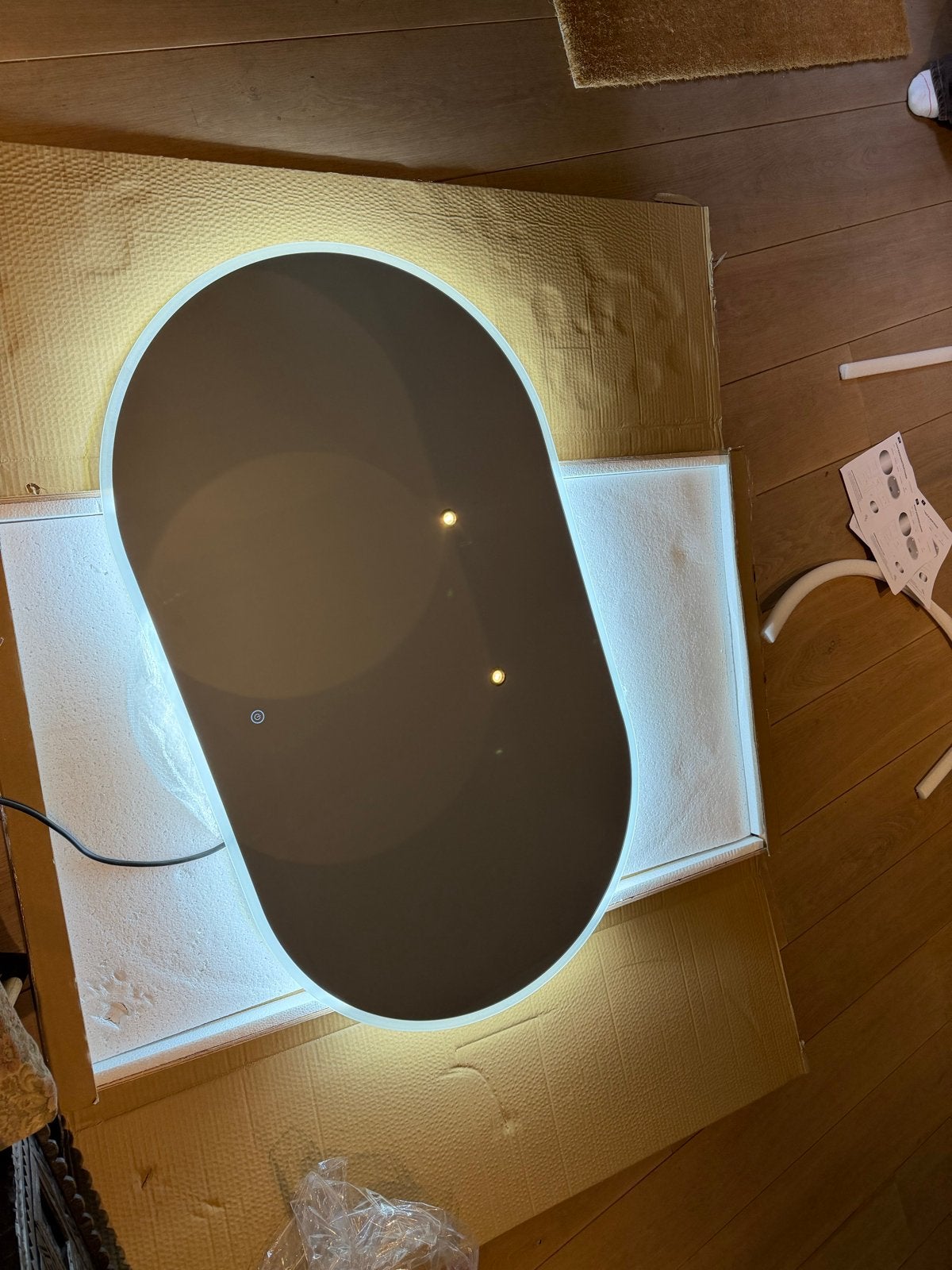 Badkamerspiegel ovaal LED 120x70 cm met verwarming, Ophalen, Nieuw, 100 tot 125 cm, Minder dan 100 cm