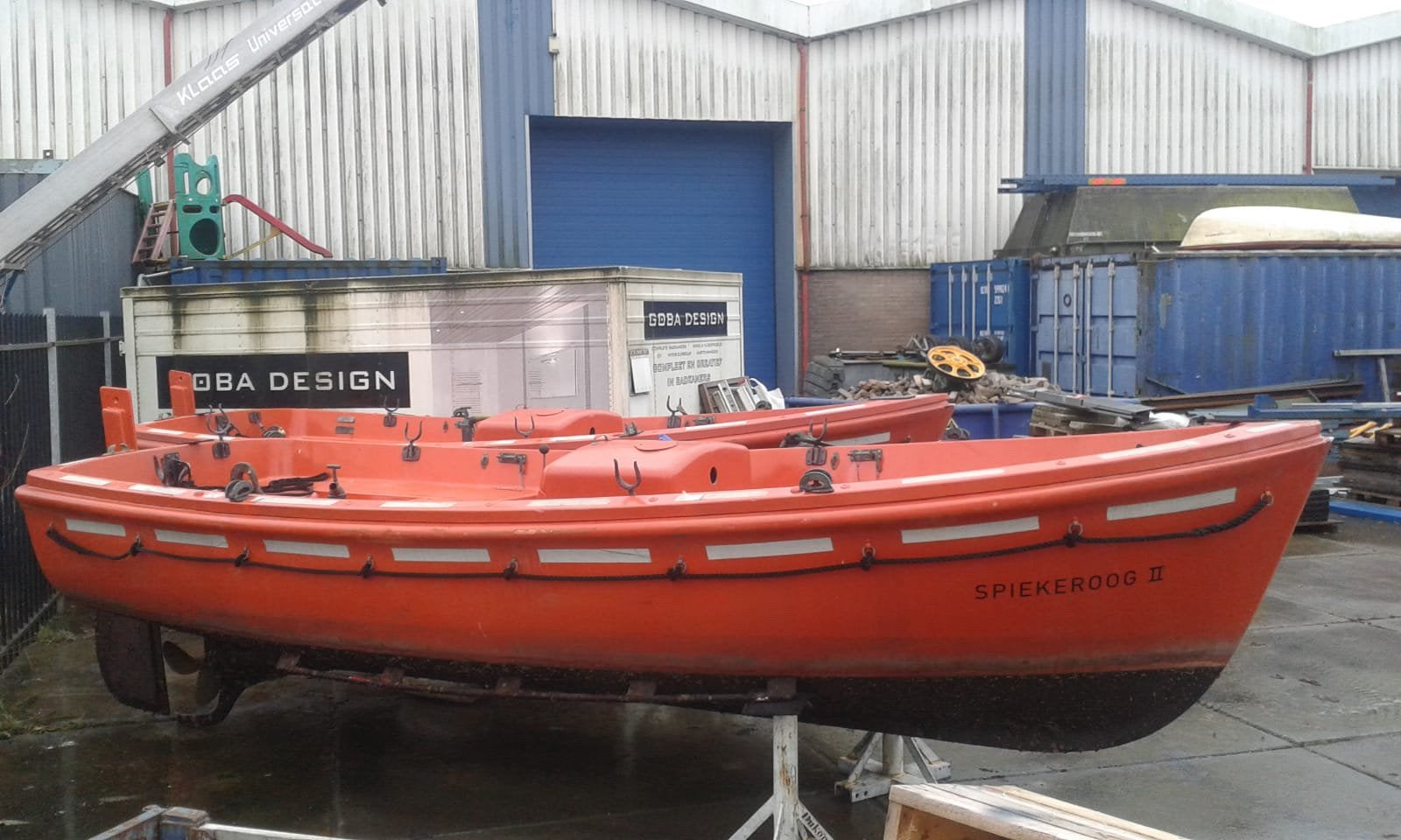 Originele reddingssloep SPIEKEROOG II Deutz, Watersport en Boten, Sloepen, Ophalen, Polyester, Diesel, Reddingssloep