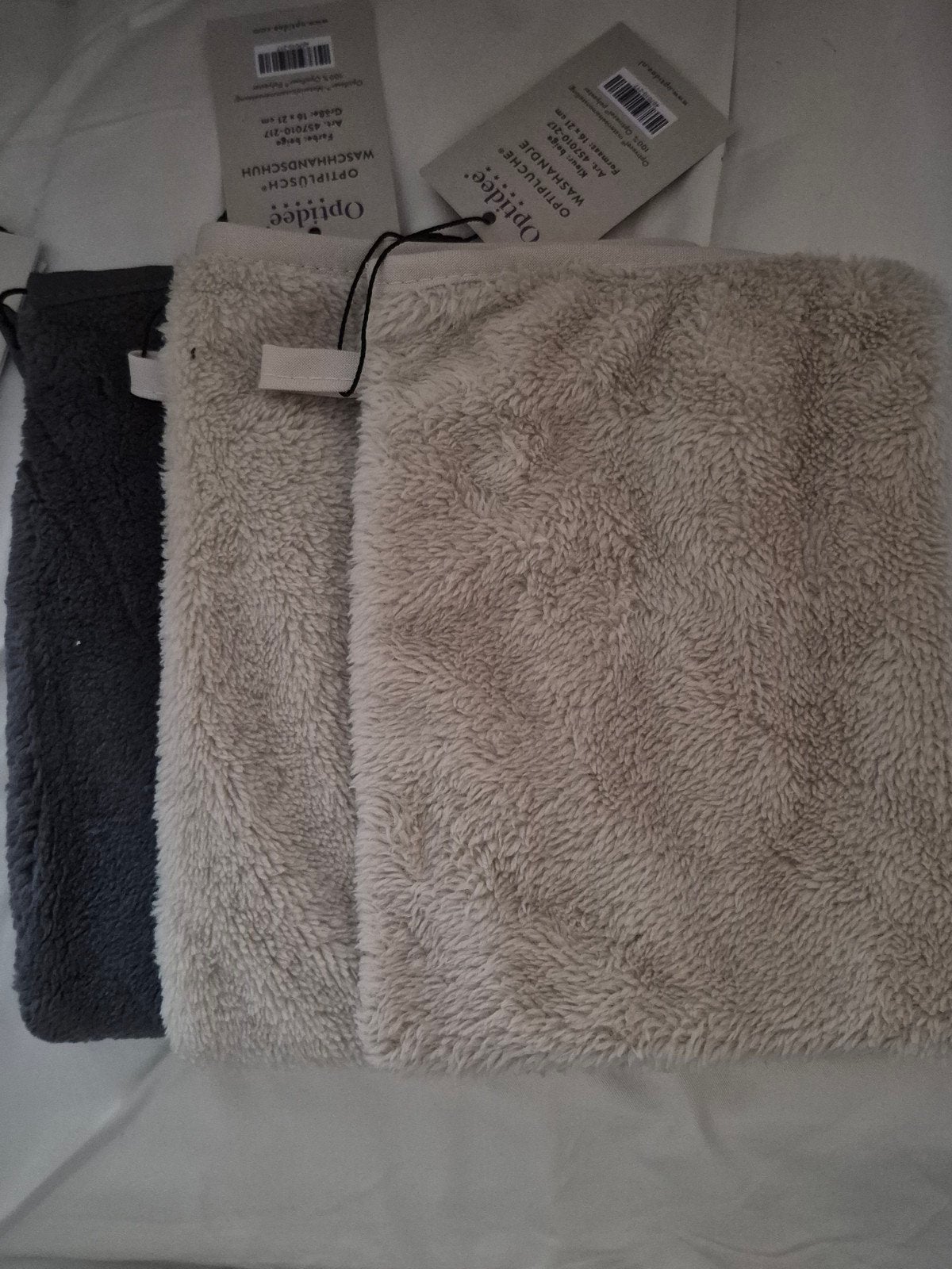 Optidee: 3 nieuwe Optipluche washandjes, Ophalen, Nieuw, Grijs