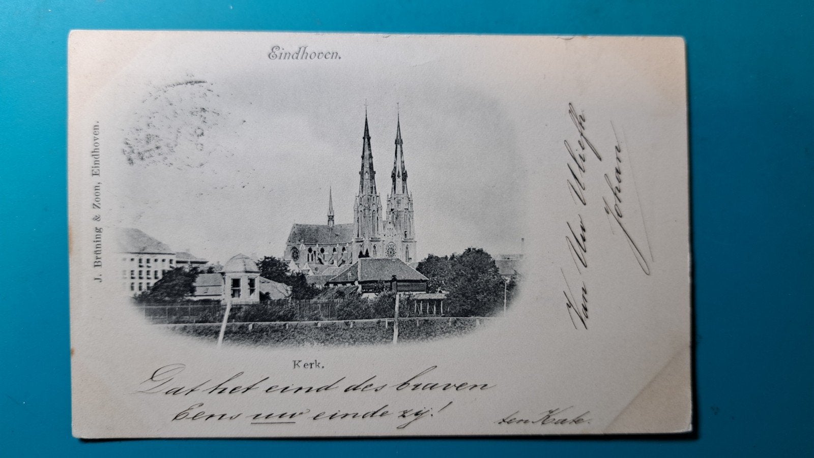 Eindhoven kerk , jaar 1898 , verzonden naar Warder, Ophalen of Verzenden, Voor 1920, Gelopen, Noord-Brabant