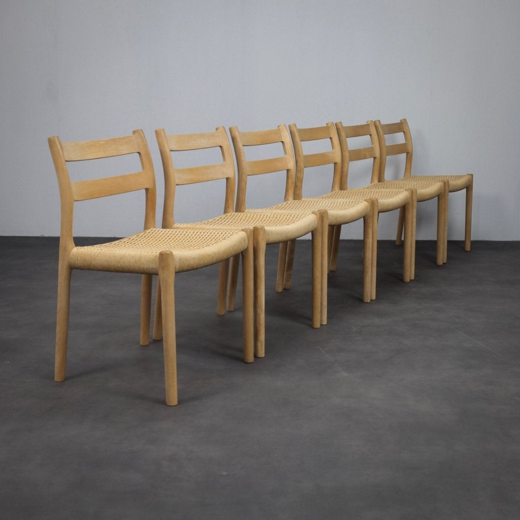 6x Design Eetkamerstoel, Niels Otto Møller, jaren 70, Ophalen, Bruin, Design, Zo goed als nieuw