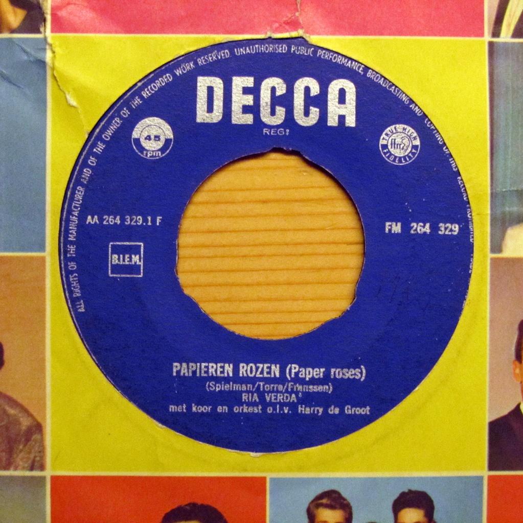 1960	Ria Verda	            Papieren Rozen, 7 inch, Single, Ophalen of Verzenden, Zo goed als nieuw