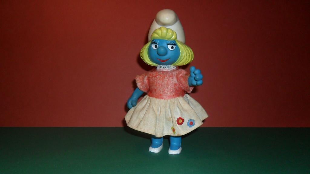 oud speelgoed smurf smurfette dansfiguur 18 cm werkend, Ophalen of Verzenden, Gebruikt, Overige Smurfen