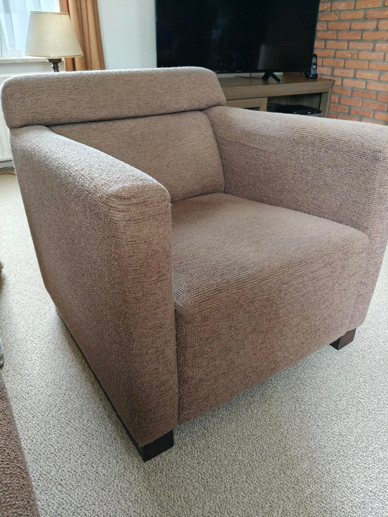 2 fauteuils / stoelen stof kleur bruin, Ophalen, Gebruikt, 75 tot 100 cm, Stof