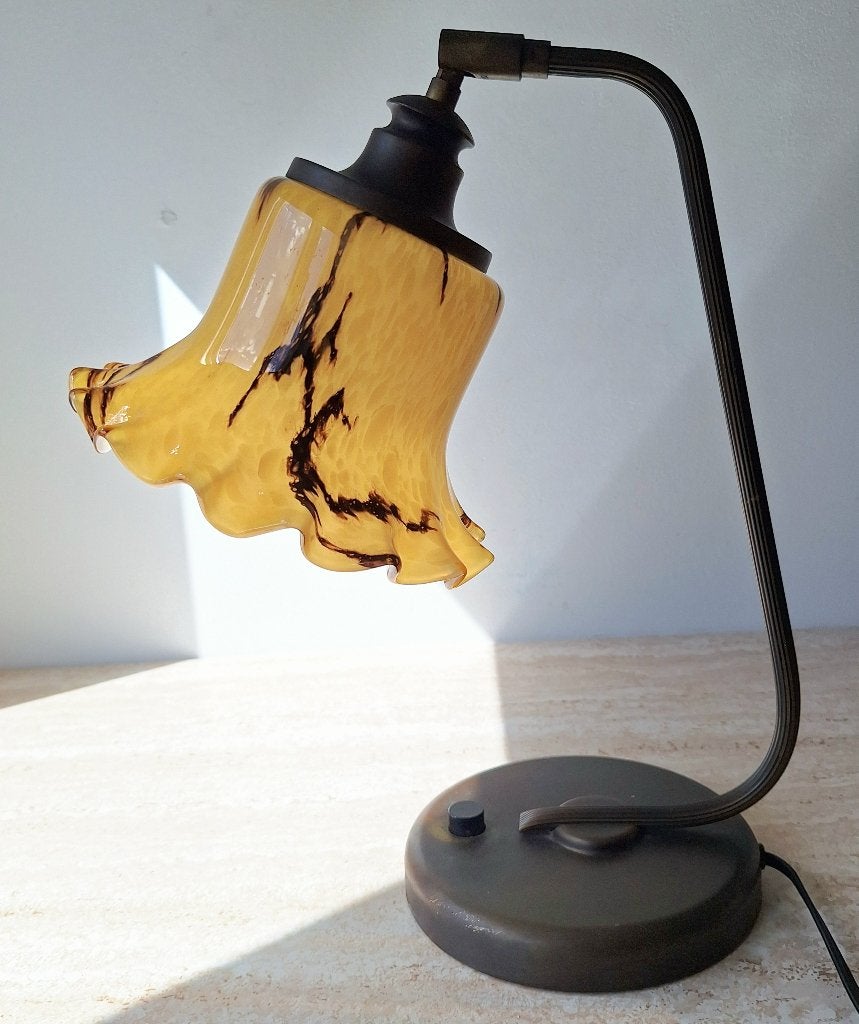 Art Deco bureaulamp  - tafellamp  Leuchten, Huis en Inrichting, Gebruikt, Art-Deco, Ophalen of Verzenden, Glas