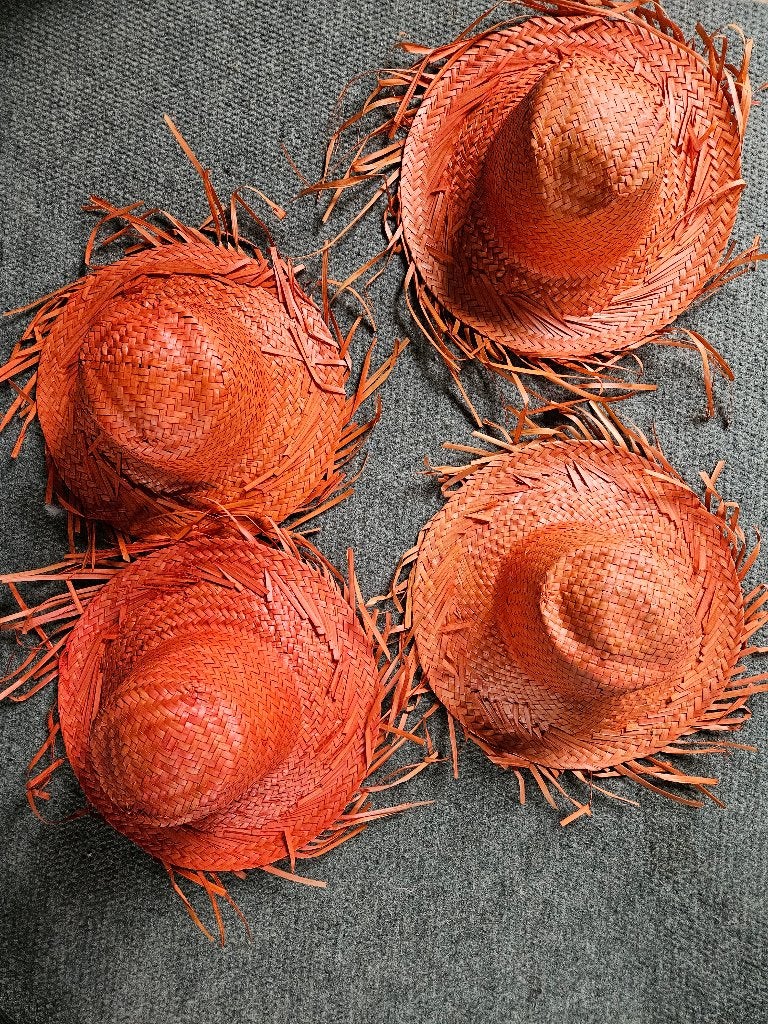 4 x oranje rieten hoed, Verzenden, Oranje of Koningsdag, Accessoires, Onbekend