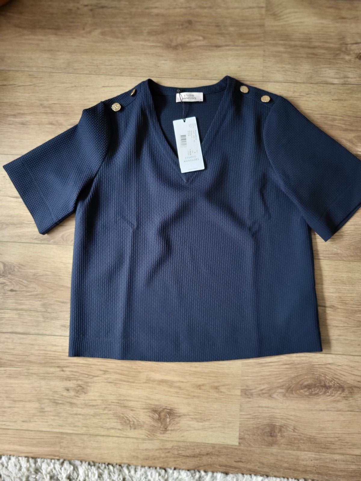 Nieuw! studio Anneloes Sierra waffle top Mt M, Maat 38/40 (M), Studio Anneloes, Blauw, Nieuw
