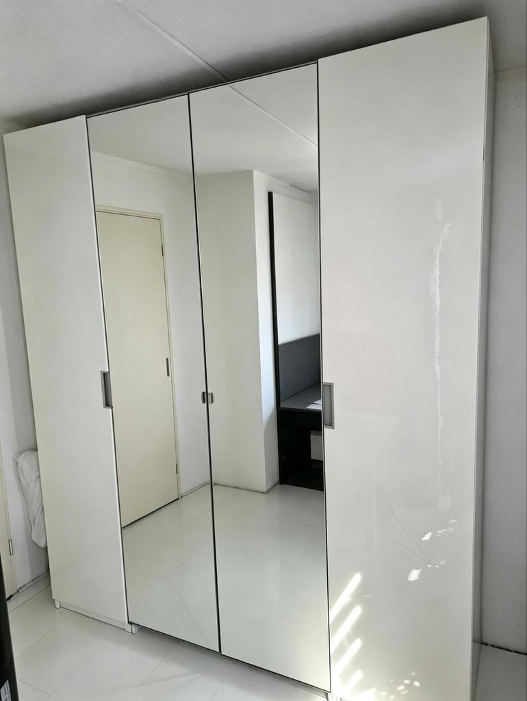 Witte Pax  kledingkast met spiegeldeuren, Ophalen, Gebruikt, 50 tot 75 cm, 150 tot 200 cm
