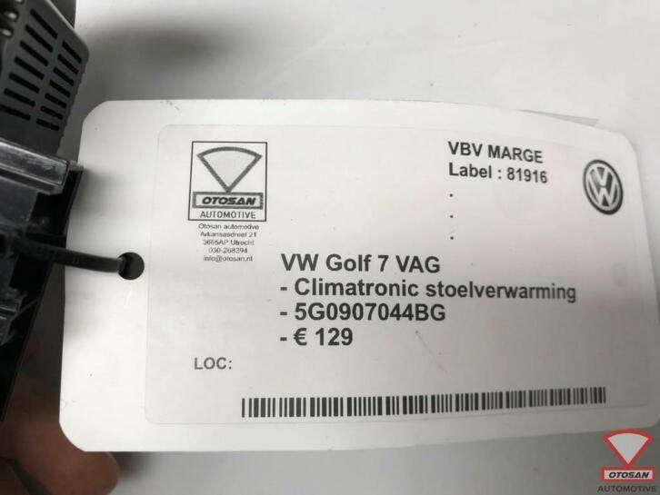 vw golf 7 climatronic stoelverwarming 5g0907044bg, Auto-onderdelen, Gebruikt, Volkswagen, Volkswagen AG, Berliner Ring 2
38440  Wolfsburg, DE