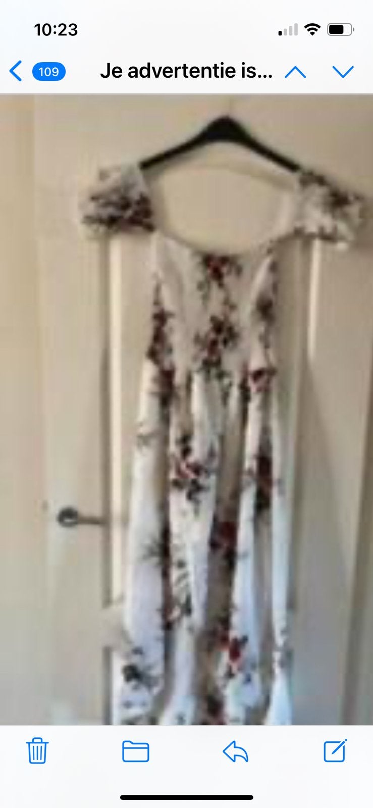 Lange jurk, wit met bloemen, Maat 38/40 (M), Wit, Ophalen of Verzenden, Zo goed als nieuw