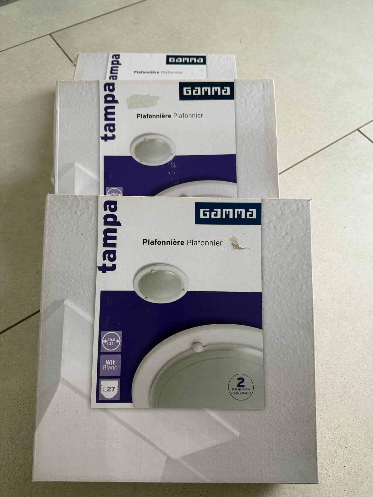 3 x Nieuwe Gamma Plafonnieres - 28,5 cm, Wit, E27, Kunststof, Nieuw, Wit, E27 (groot)