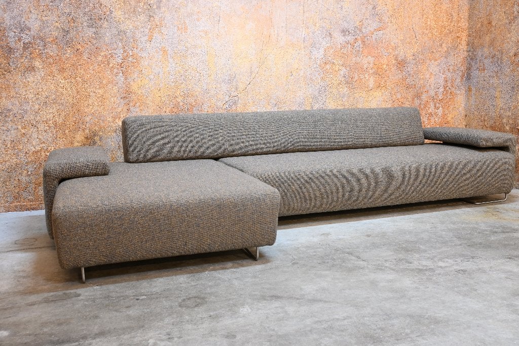 OPNIEUW beklede Moroso Lowland hoekbank in De Ploeg stof, Moroso, Hoekbank, 300 cm of meer, Ophalen of Verzenden