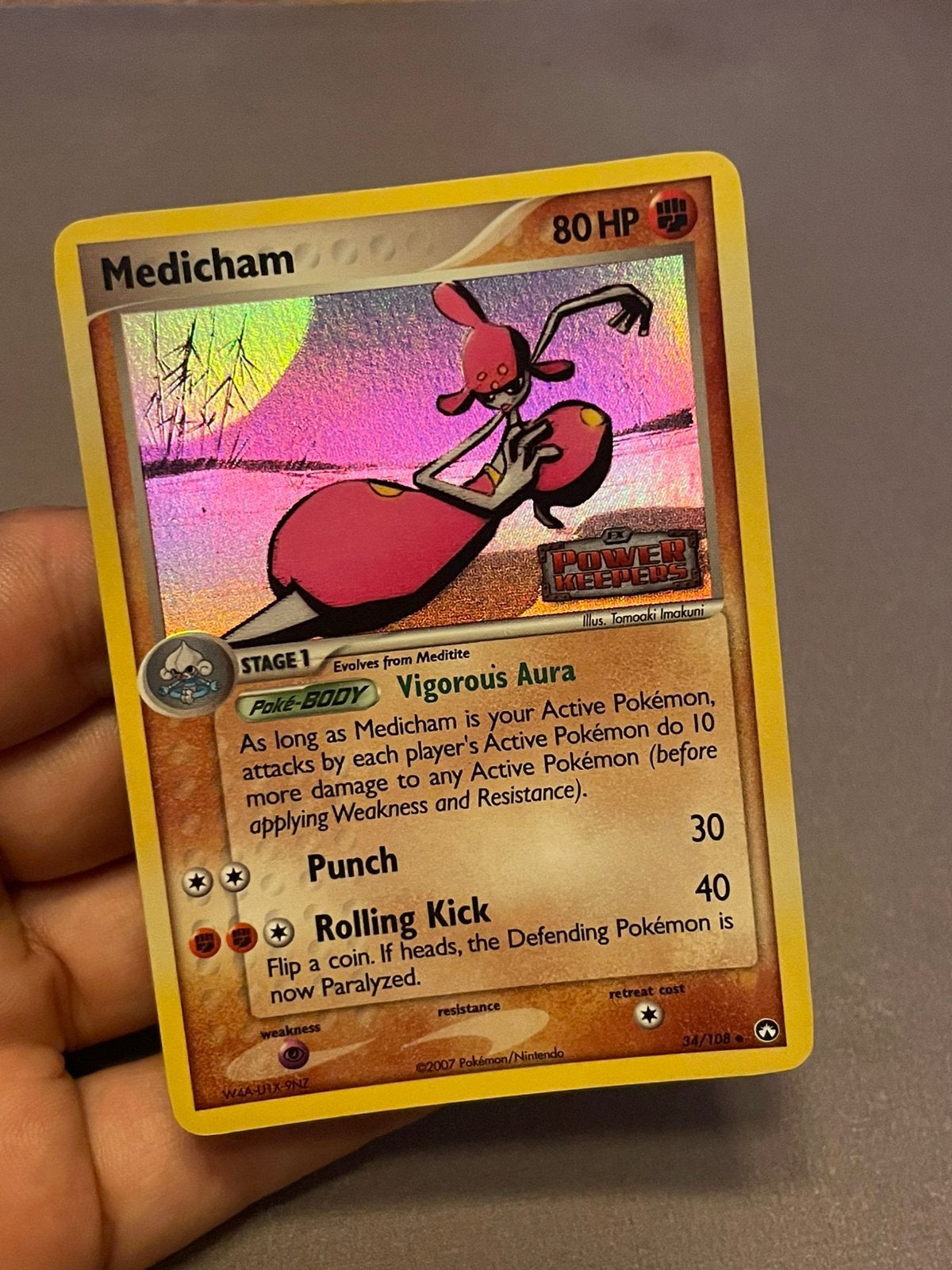 Pokemon Medicham Ex Power Keepers Reverse Stamped 2007, Ophalen of Verzenden, Zo goed als nieuw, Losse kaart, Foil