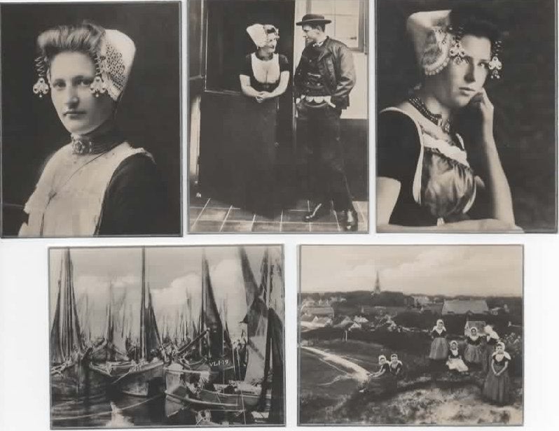 Zeeland Walcheren 5 fototjes klederdracht, Verzenden, 1940 tot 1960, Ongelopen, Zeeland
