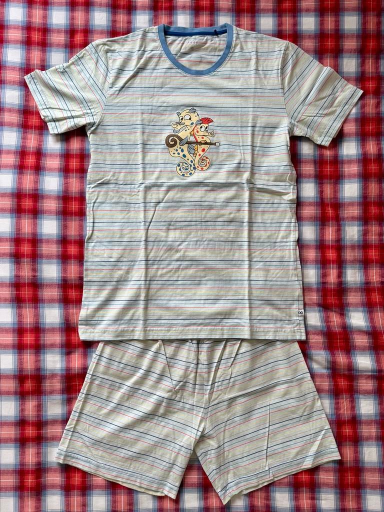 Woody pyjamaset - Gestreepte korte pyjama met zeepaardjes, Verzenden, Zo goed als nieuw, Jongen of Meisje