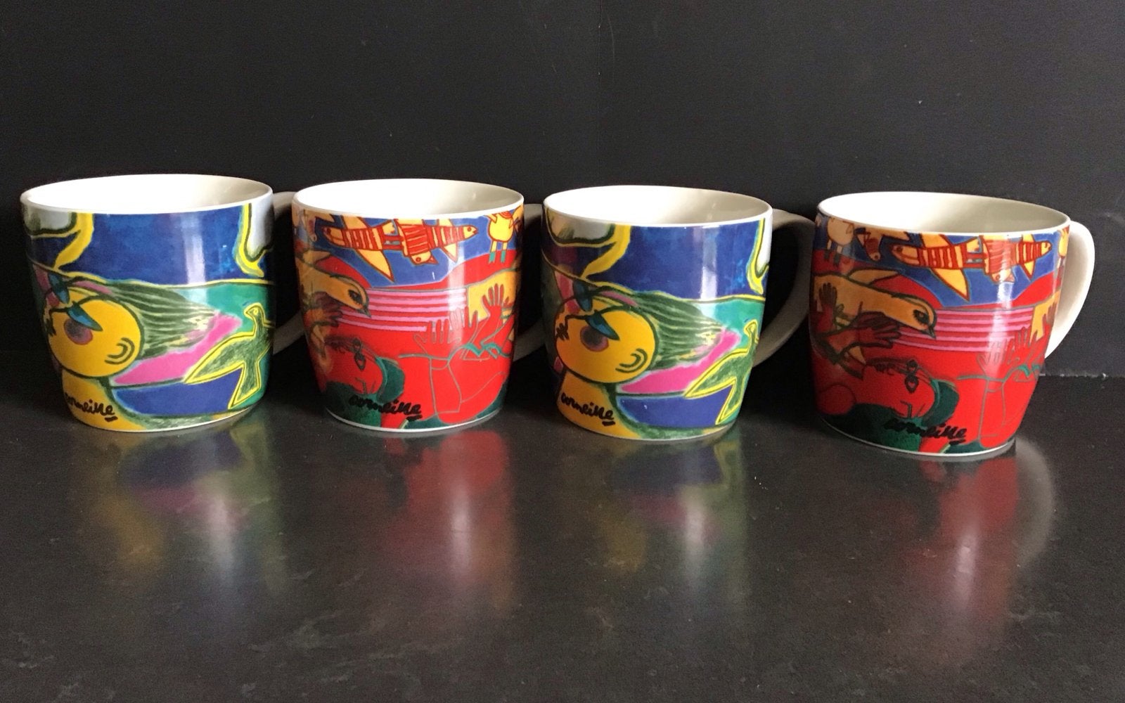 Set van 4 grote Corneille bekers 250 cl inhoud, Huis en Inrichting, Overige merken, Keramiek, Zo goed als nieuw, Modern