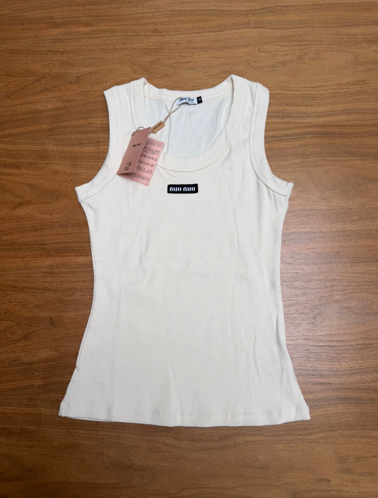 Miu Miu tanktop, Kleding | Dames, Maat 38/40 (M), Beige, Nieuw, Ophalen of Verzenden