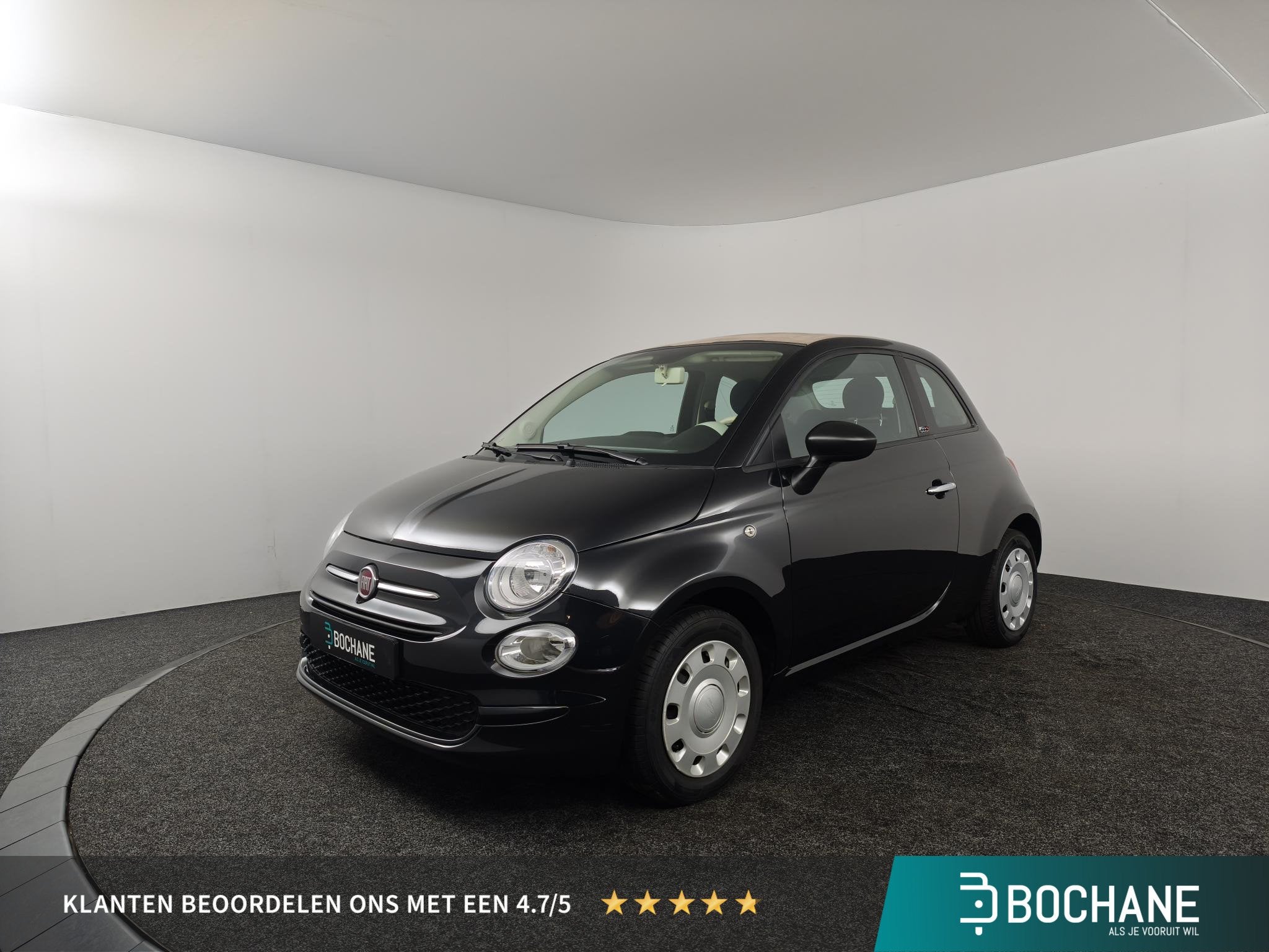 Fiat 500C 1.0 Hybrid Cult | Cabrio | Cruise control |, Auto's, Voorwielaandrijving, Stof, 4 stoelen, Zwart