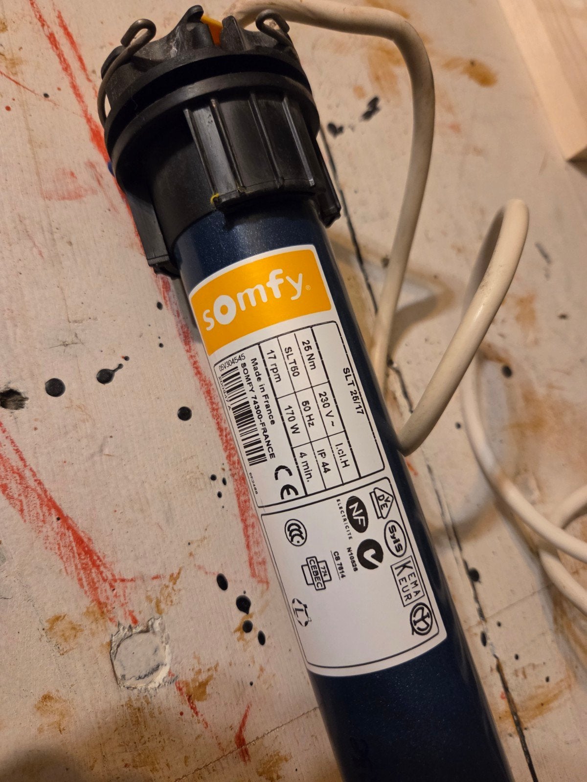 Somfy SLT25/17 buismotor voor rolluik of zonwering, Gebruikt, Overige kleuren, Minder dan 100 cm, Ophalen of Verzenden