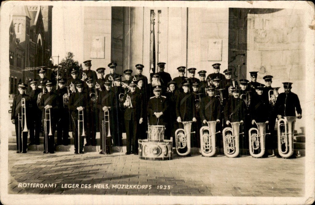 Rotterdam - Leger des Heils muziekkorps - 1935, Ophalen of Verzenden, 1920 tot 1940, Gelopen, Zuid-Holland