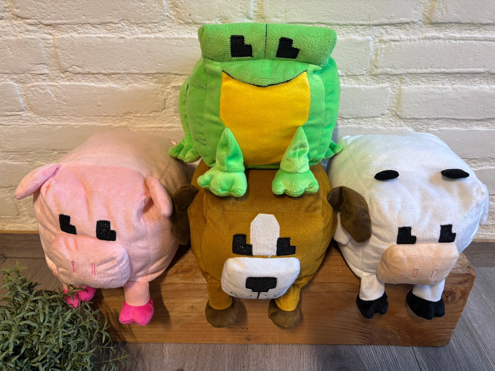 4 diverse naco Minecraft pixel square knuffels, Overige merken, Overige typen, Ophalen of Verzenden, Zo goed als nieuw